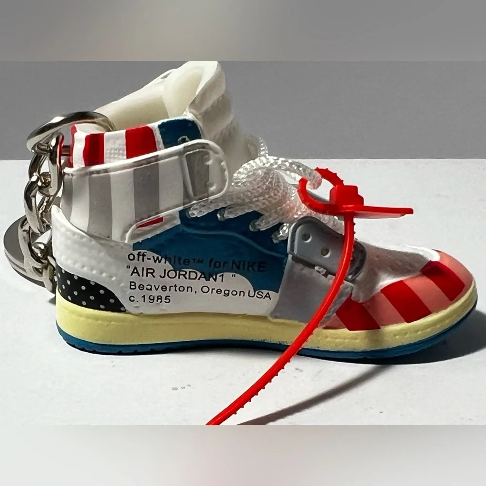 3D Mini Sneaker Keychain Red White Blue high‎ top trinket novelty